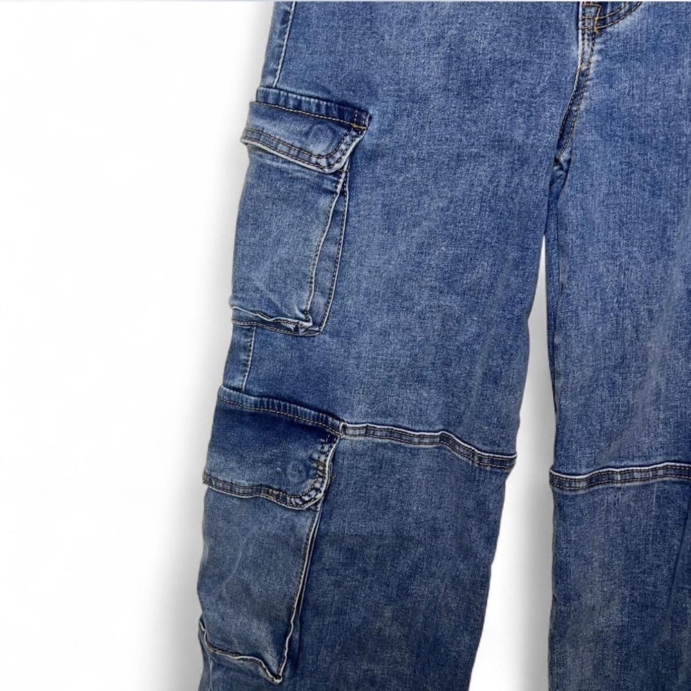 Fire & Rain Blue Cargo Jeans Women’s Size 7 Wide Leg Utility Denim - Picture 4 of 8